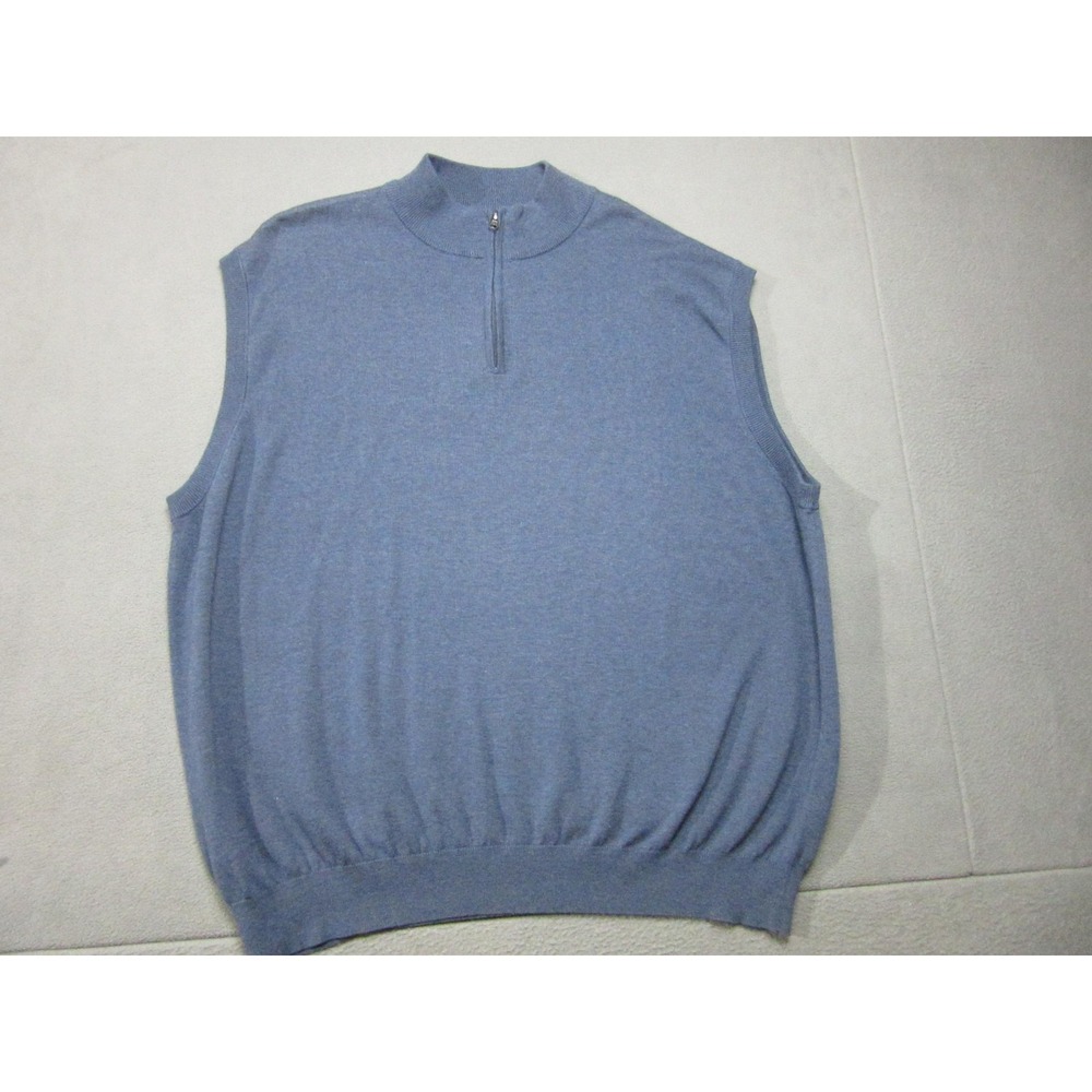 F/X Fusion Sweater Vest Mens 4XL Blue 1/4 Zip Mock Neck Knit Preppy Stretch